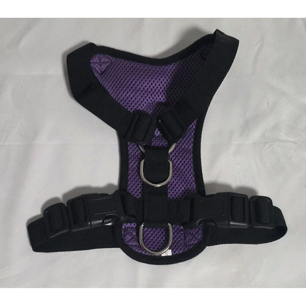 SlowTon Breathable Mesh Dog Car Harness and Safety Vest, Purple, Size Small